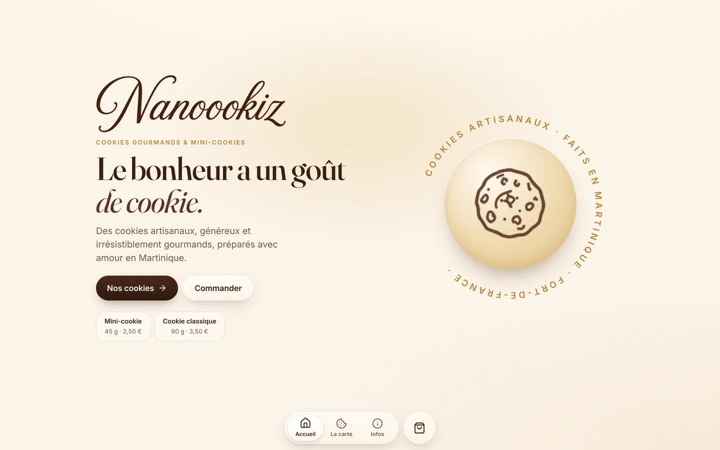 Page d’accueil du site Nanoookiz sur ordinateur